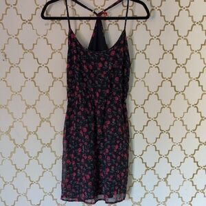 Floral Roses Black and Pink Dress Vintage